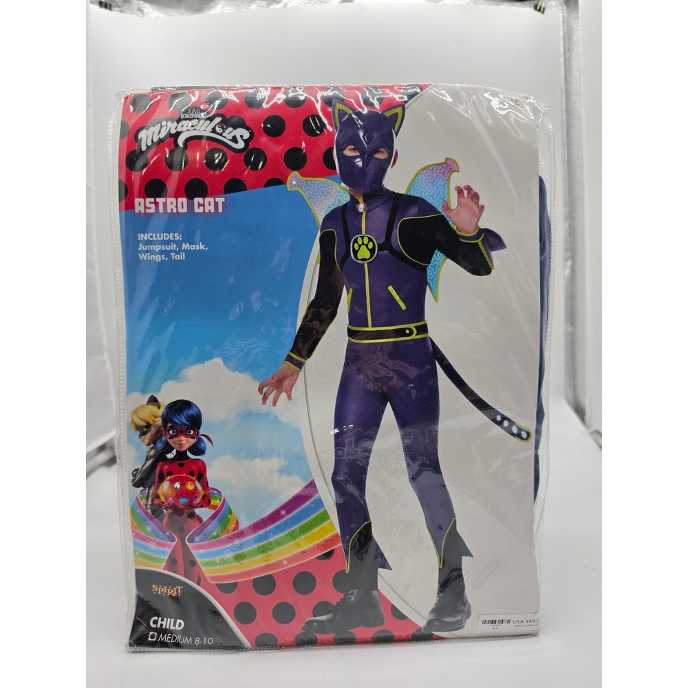 Miraculous Ladybug Astro Cat Costume Spirit Halloween Child Medium 8-10 Purple
